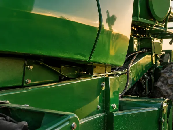 Green powder-coated agricultural machine bodywork