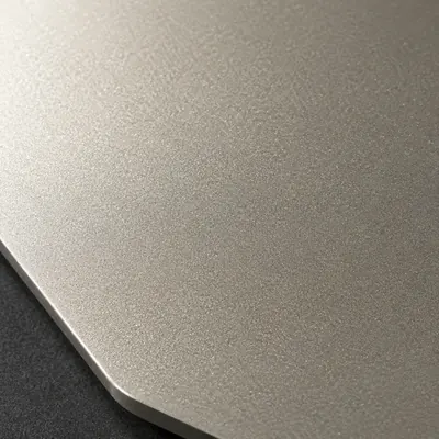 Champagne silver bonded metallic powder coating, macro