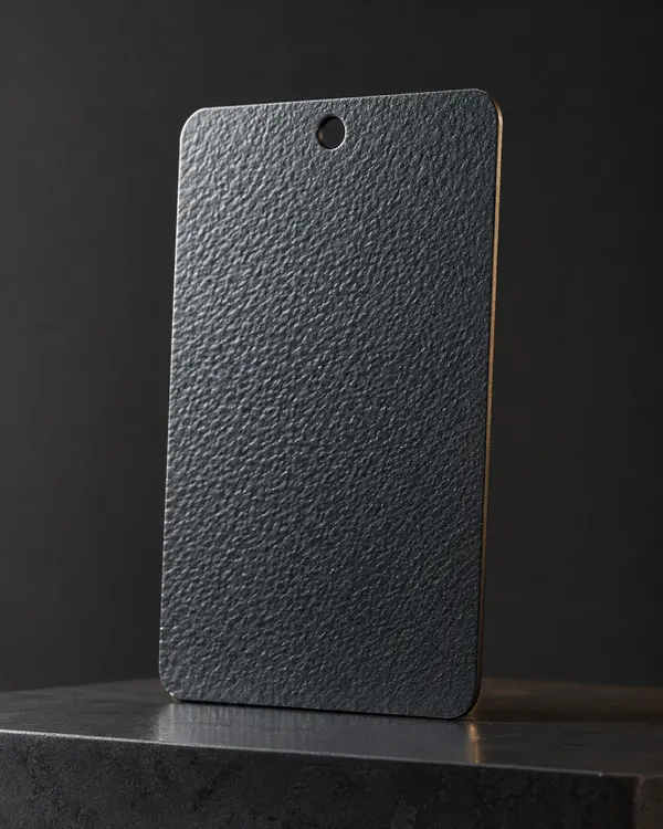 A single anthracite hammer tone test panel on a black plinth