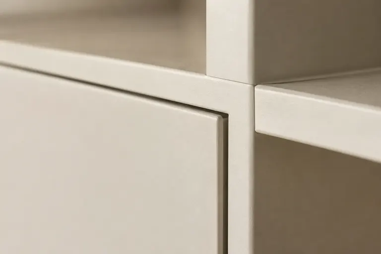 Metal furniture, shelving & metalwork coating close-up