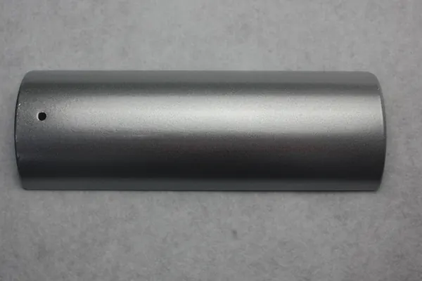 Silver metallic powder coating on an aluminium profile section