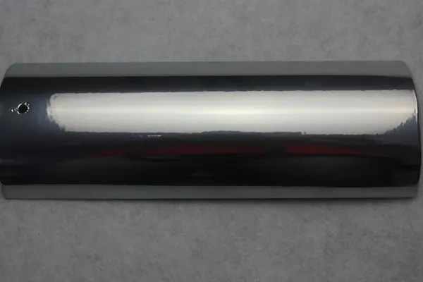 Black high gloss powder coating on an aluminium profile section