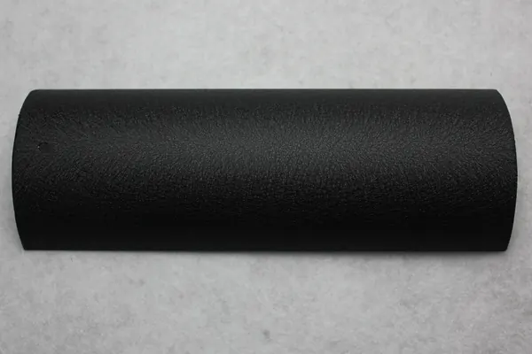 Black sand texture powder coating on an aluminium profile section